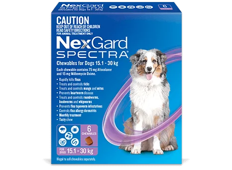 NexGard Spectra 6 pack for dogs 15.1-30kg